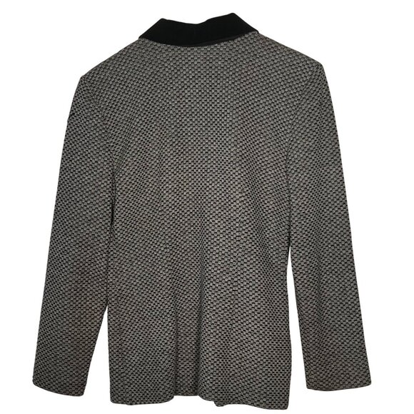 All That Jazz Knit Blazer Size 9/10 Black & White Houndstooth Velvet Accents VTG - Picture 2 of 16